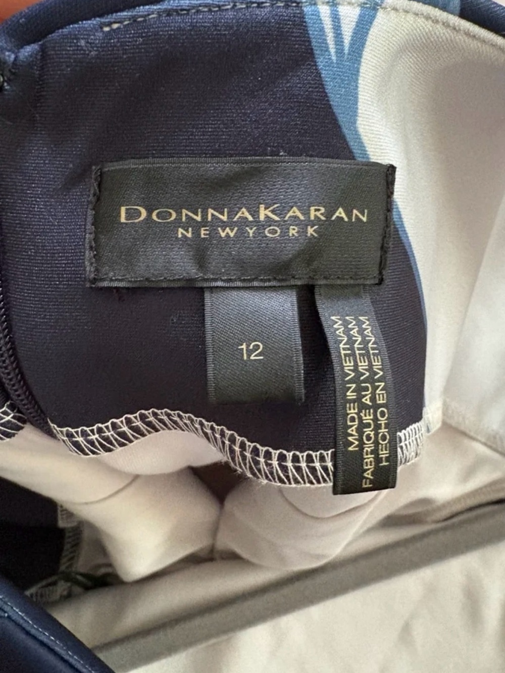 Donna Karan Navy & Light Blue Floral Midi Sheath Dress - Picture 5 of 5